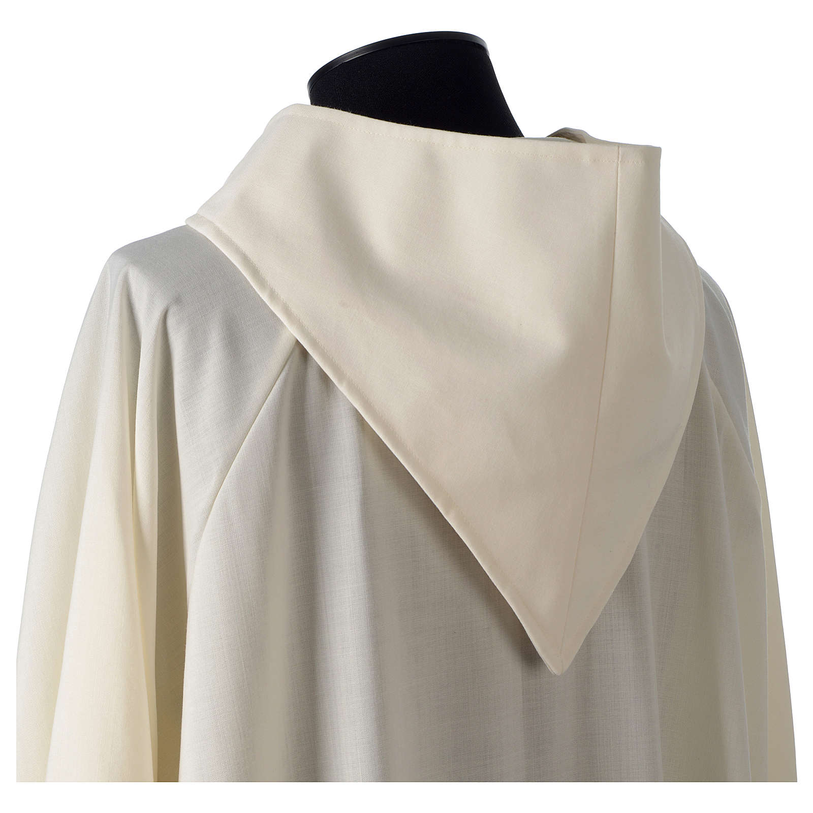 Priest Alb in wool and polyester with open hood in ivory | online sales ...