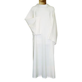 Priest Alb in wool and polyester with open hood in ivory