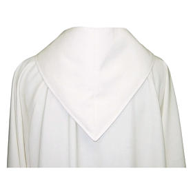 Priest Alb in wool and polyester with open hood in ivory