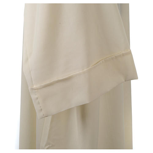 Priest Alb in wool and polyester with open hood in ivory 8