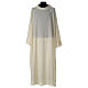Priest Alb in wool and polyester with open hood in ivory s3