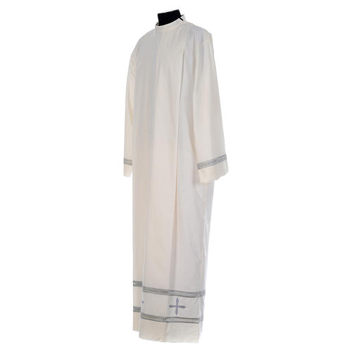 Catholic Alb with gigliuccio hemstitch and false hood, cotton polyester in ivory 2