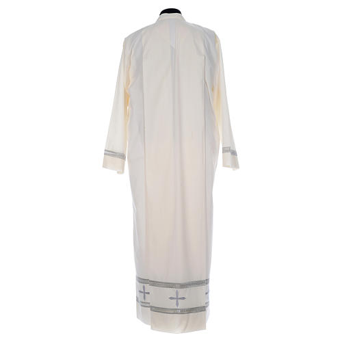 Catholic Alb with gigliuccio hemstitch and false hood, cotton polyester in ivory 3