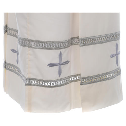 Catholic Alb with gigliuccio hemstitch and false hood, cotton polyester in ivory 4