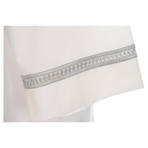 Catholic Alb with gigliuccio hemstitch and false hood, cotton polyester in ivory 5