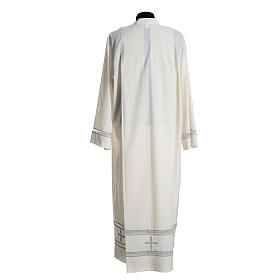 Clerical Alb wool polyester, gigliuccio stitch,in ivory with zipper on shoulder