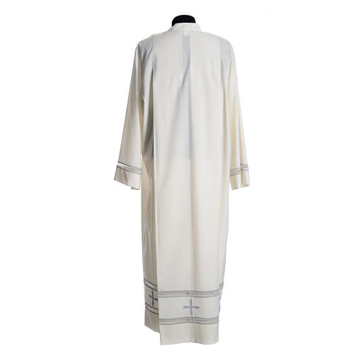 Clerical Alb wool polyester, gigliuccio stitch,in ivory with zipper on shoulder 2