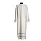 Clerical Alb wool polyester, gigliuccio stitch,in ivory with zipper on shoulder s1