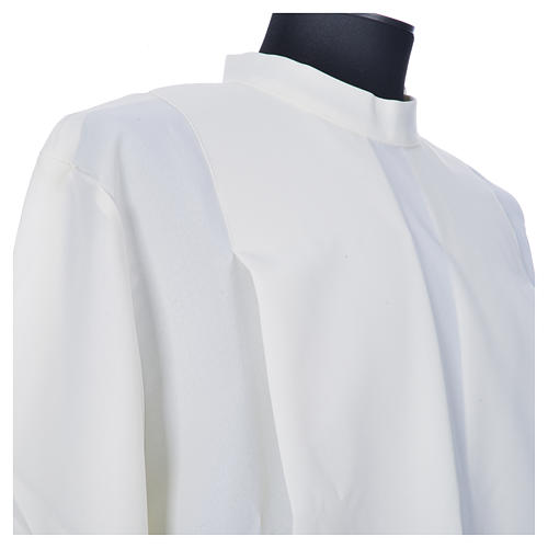 Ivory alb in polyester, gigliuccio hemstitch, zipper on shoulder 7