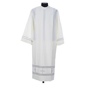 Catholic Alb in polyester, gigliuccio hemstitch, zipper on shoulder, ivory color