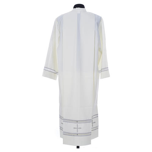 Catholic Alb in polyester, gigliuccio hemstitch, zipper on shoulder, ivory color 2