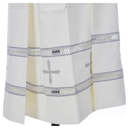 Catholic Alb in polyester, gigliuccio hemstitch, zipper on shoulder, ivory color 6