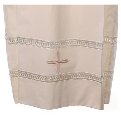 Clergy Alb with gigliuccio stitch zipper on shoulder in cotton polyester, ivory 2