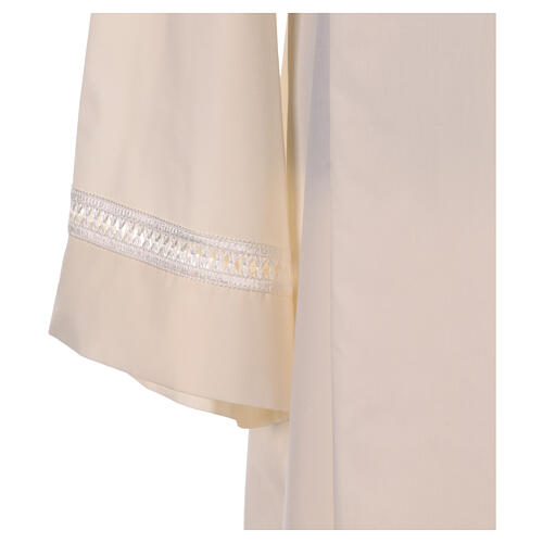 Clergy Alb with gigliuccio stitch zipper on shoulder in cotton polyester, ivory 4