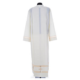 Aube liturgique ivoire broderie de jours 45% laine 55% polyester