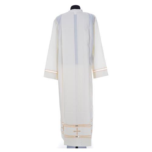 Clergy Alb in polyester and wool,ivory color, gigliuccio, zipper on shoulder 2