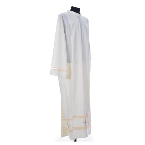 Clergy Alb in polyester and wool,ivory color, gigliuccio, zipper on shoulder 3