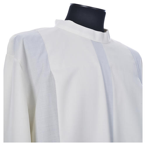 Clergy Alb in polyester and wool,ivory color, gigliuccio, zipper on shoulder 7