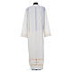 Clergy Alb in polyester and wool,ivory color, gigliuccio, zipper on shoulder s2