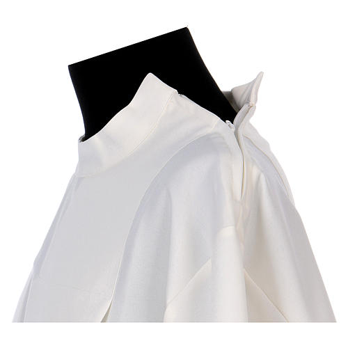 Clergy Alb with shoulder zipper in polyester with gigliuccio hemstitch 4