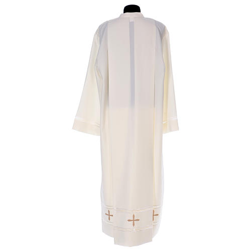 Clergy Alb with shoulder zipper in polyester with gigliuccio hemstitch 5