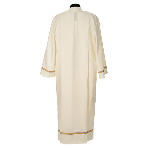 Priest Alb with golden edge in polyester, ivory 3