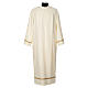 Priest Alb with golden edge in polyester, ivory s1