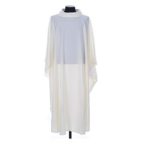 Ivory chasuble alb in polyester and wool