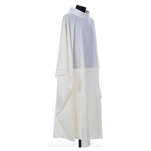 Ivory chasuble alb in polyester and wool 3