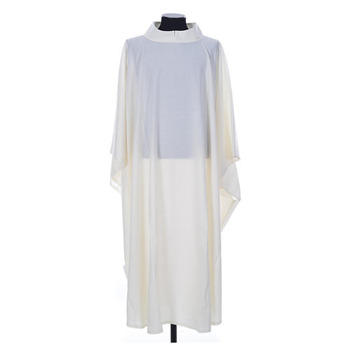 Clergy Chasuble Alb in polyester and wool, ivory color 1