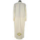 Aube liturgique ivoire croix et feuilles 100% polyester s5