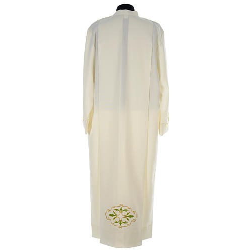 Clergy Alb with cross in polyester and shoulder zipper, ivory 5