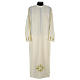 Clergy Alb with cross in polyester and shoulder zipper, ivory s1