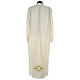 Clergy Alb with cross in polyester and shoulder zipper, ivory s5