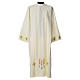 Catholic Alb with Shoulder Zippler in polyester with wheat, ivory color s1