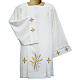 Ivory surplice in polyester with crosses and wheat, 4 pleats s1