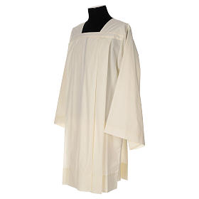 Ivory surplice in polyester and cotton with 4 pleats on front