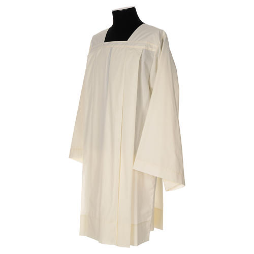 Ivory surplice in polyester and cotton with 4 pleats on front 2