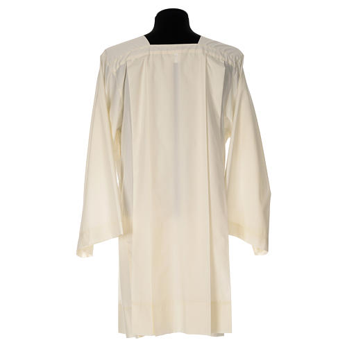 Ivory surplice in polyester and cotton with 4 pleats on front 3