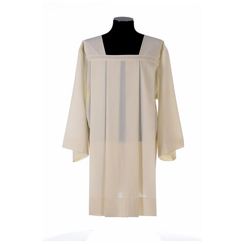 Ivory surplice in polyester and wool with 4 pleats on front 1