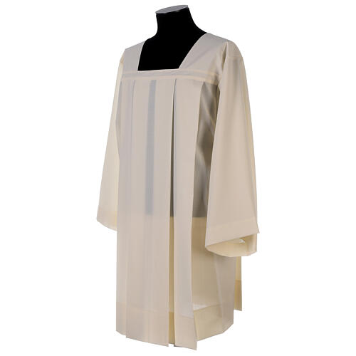 Ivory surplice in polyester and wool with 4 pleats on front 4