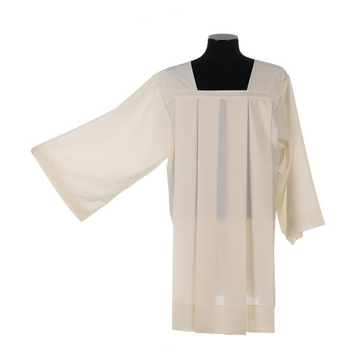 Ivory surplice in polyester and wool with 4 pleats on front 6