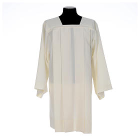 Ivory surplice in polyester with 4 pleats on front