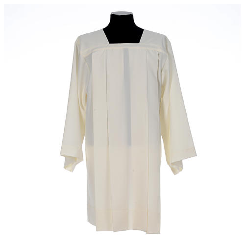 Ivory surplice in polyester with 4 pleats on front 1