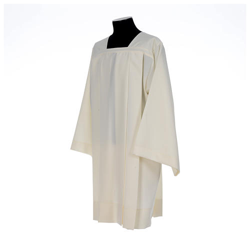 Ivory surplice in polyester with 4 pleats on front 2