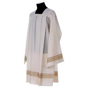 Alvas: Sobrepeliz cor marfim 55% poliéster 45% lã dupla torção tecido textura