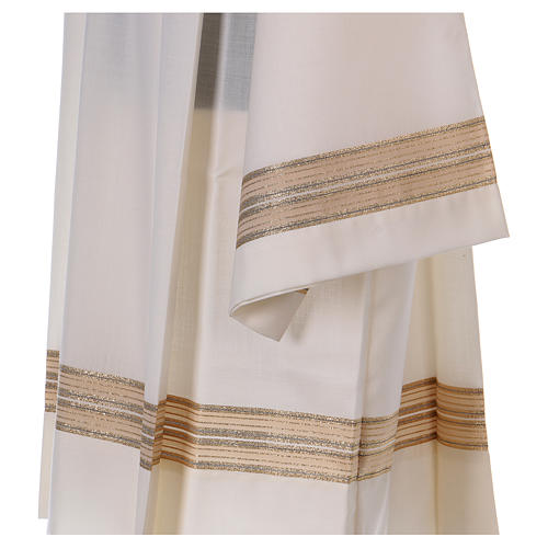 Sobrepeliz cor marfim 55% poliéster 45% lã dupla torção tecido textura 3