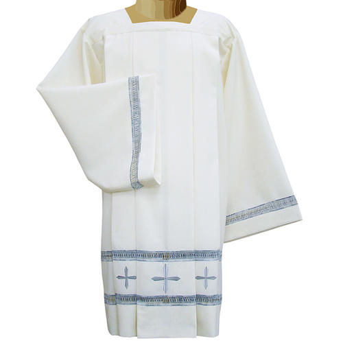 Ivory surplice in polyester and wool with gigliuccio hemstitch 1
