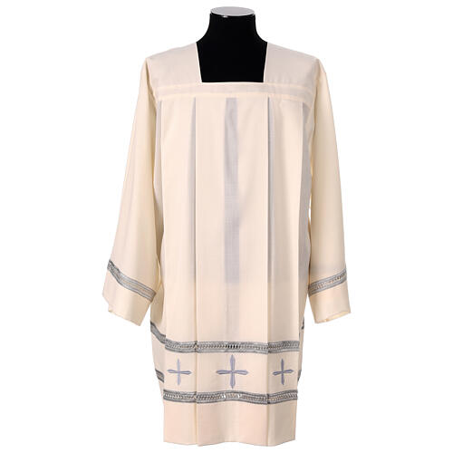 Ivory surplice in polyester and wool with gigliuccio hemstitch 1