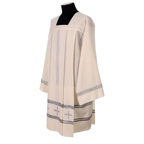 Ivory surplice in polyester and wool with gigliuccio hemstitch 3